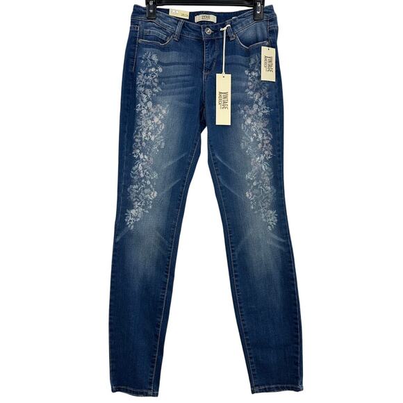 Vintage America Boho Floral-Print Skinny Ankle Misty Fields 2/26 Regular - Picture 1 of 10